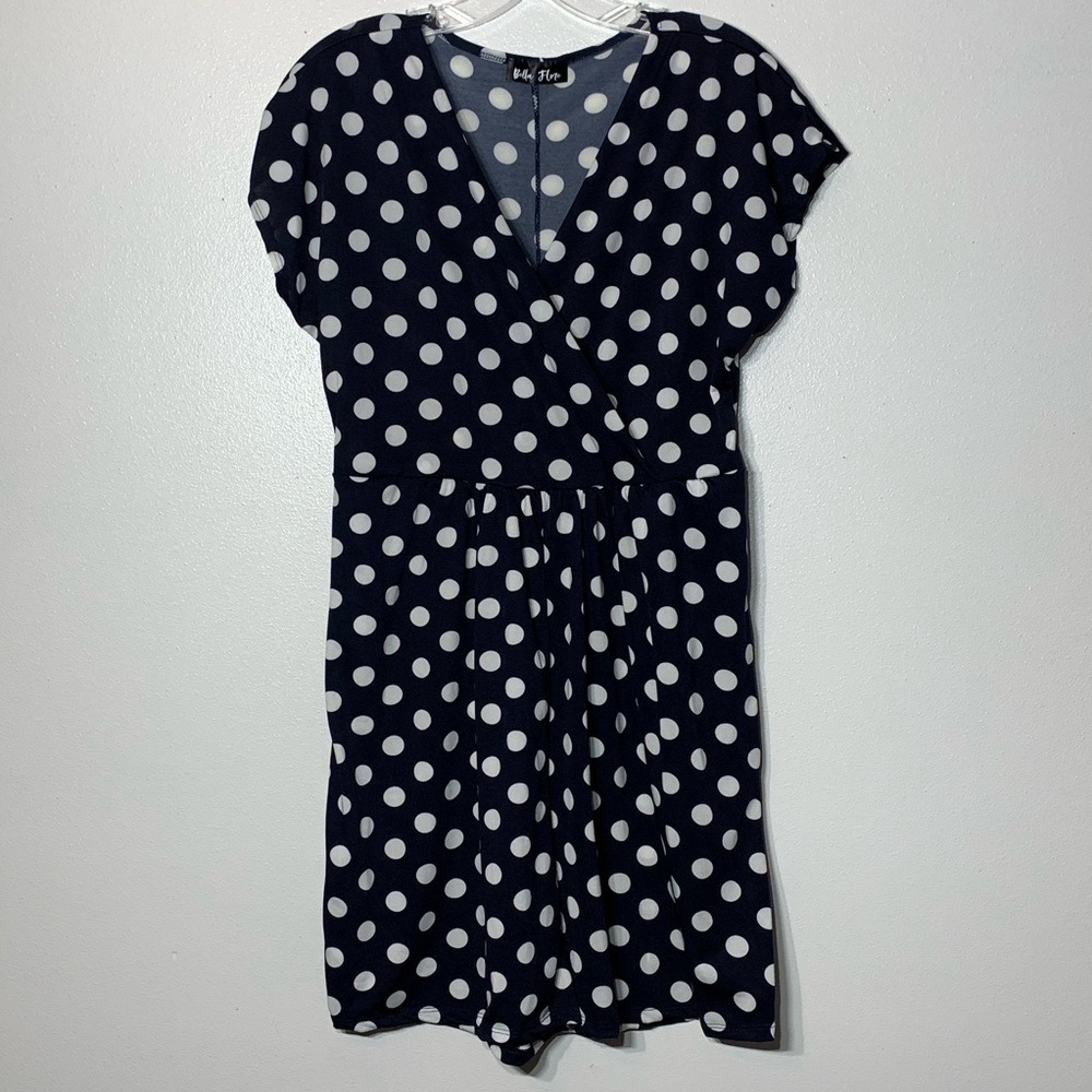 Bella Flore Navy blue & white polka dot Romper - M
